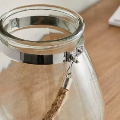 Dunelm Glass Candle Lantern With Rope -Decorative Discount Store 30732437 alt01