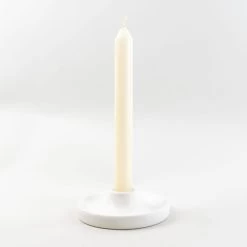 Dunelm 3cm Satin White Ceramic Candle Holder -Decorative Discount Store 30732440 alt02