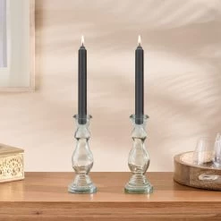 Dunelm Pack Of 2 Dinner Candles Black Set Of 12
