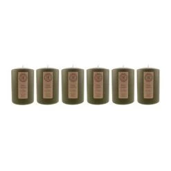 Dunelm Pack Of 6 Olive Pillar Candles