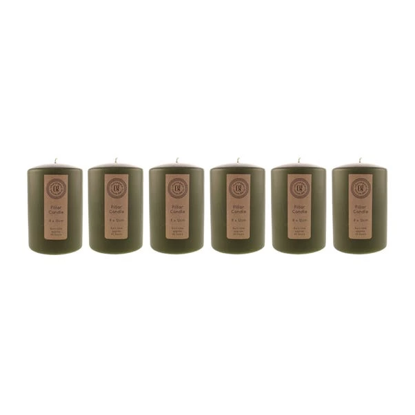 Dunelm Pack Of 6 Olive Pillar Candles 1 Dunelm Pack Of 6 Olive Pillar Candles