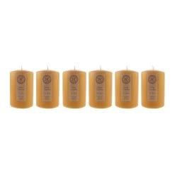 Dunelm Pack Of 6 Old Gold Pillar Candles