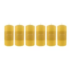 Dunelm Pack Of 6 Yellow Pillar Candles