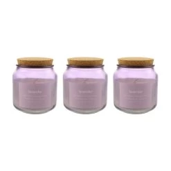Dunelm Pack Of 3 Lavender Jar Candles With Cork Lid