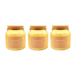 Dunelm Pack Of 3 Sandalwood Jar Candles With Cork Lid