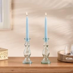 Dunelm Pack Of 2 Taper Candles Teal Set Of 12