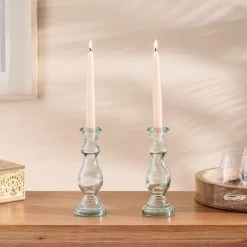 Dunelm Pack Of 2 Taper Candles Brown Set Of 12