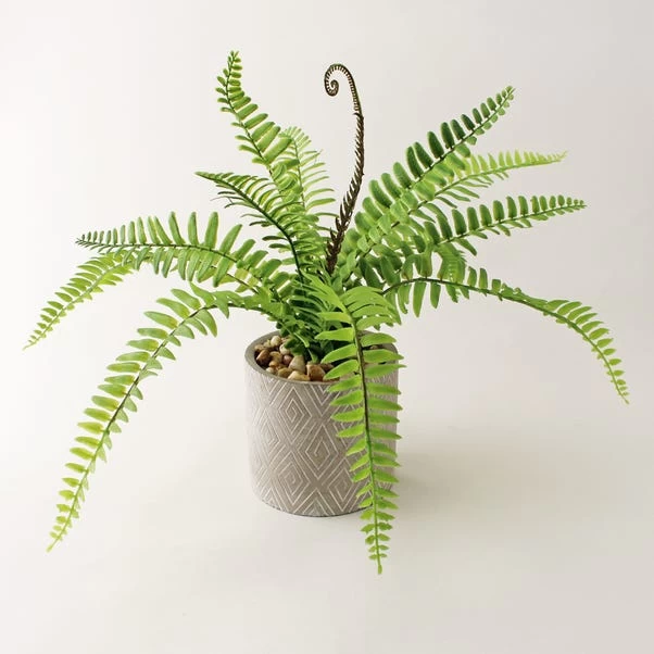 Dunelm Artificial Fern In Grey Zig Zag Pot 1 Dunelm Artificial Fern In Grey Zig Zag Pot