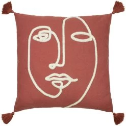 Dunelm Uno Face Cushion Red Clay