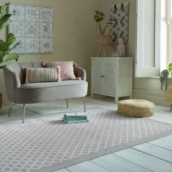 Dunelm Purity Trellis Flatweave Rug