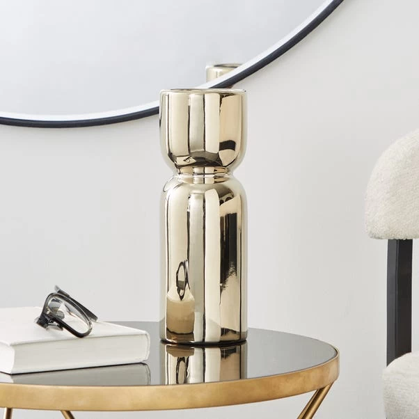 Dunelm Ceramic Curves Vase Gold 23cm 1 Dunelm Ceramic Curves Vase Gold 23cm