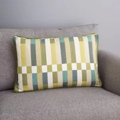 Dunelm Block Stripe Green Cushion