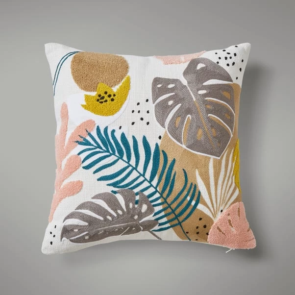 Dunelm Embroidered Tropical Leaf Cushion 1 Dunelm Embroidered Tropical Leaf Cushion
