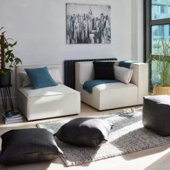 Dunelm Faux Leather Black Floor Cushion -Decorative Discount Store 30751279 alt07