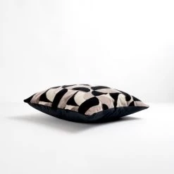 Dunelm Curves Cut Velvet Geometric Black Cushion -Decorative Discount Store 30752034 alt04
