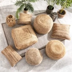 Dunelm Round Jute Floor Cushion -Decorative Discount Store 30752078 alt03