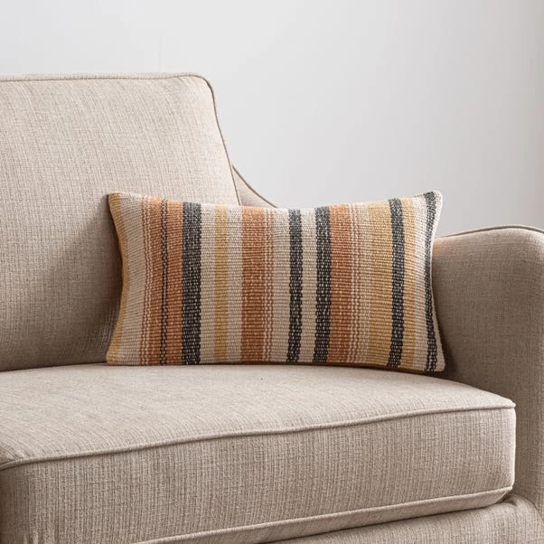 Dunelm Alvaro Orange Cotton Stripe Cushion 1 Dunelm Alvaro Orange Cotton Stripe Cushion