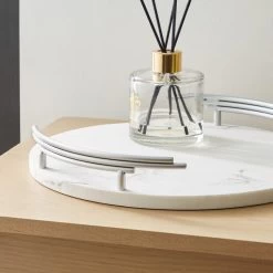 Dunelm Faux Marble Silver Circular Tray -Decorative Discount Store 30752241 alt01