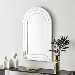 Dunelm Double Edge Frame Large Arched Mirror, 80x50cm