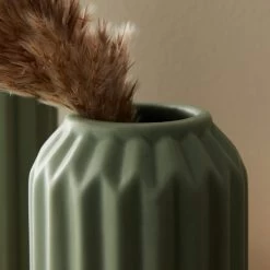 Dunelm Fluted Vase 14cm Sage 5 Dunelm Fluted Vase 14cm Sage -Decorative Discount Store 30753310 alt01
