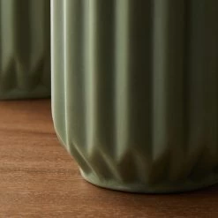 Dunelm Fluted Vase 14cm Sage 6 Dunelm Fluted Vase 14cm Sage -Decorative Discount Store 30753310 alt02