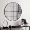 Dunelm Window Round Wall Mirror Painted Lines 80cm
