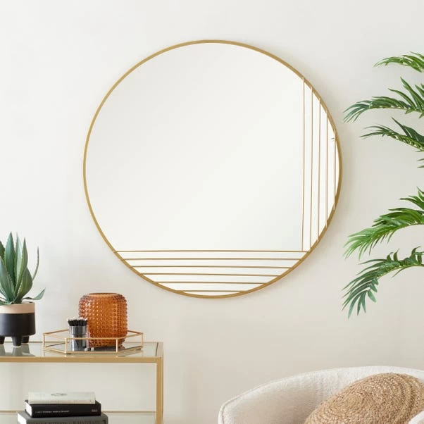 Dunelm Gold Line Round Wall Mirror, 80cm 1 Dunelm Gold Line Round Wall Mirror, 80cm