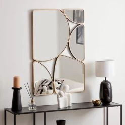 Dunelm Framed Rectangle Multi Pebble Wall Mirror, 90x60cm