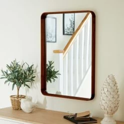 Dunelm Elements Squoval Mirror, Solid Oak Walnut 75x55cm