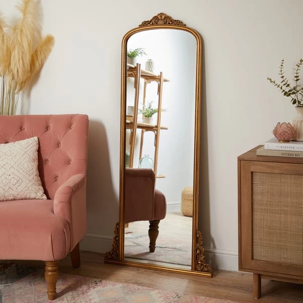 Dunelm Pretty Boho Decorative Leaner Mirror, Gold 70x150cm 1 Dunelm Pretty Boho Decorative Leaner Mirror, Gold 70x150cm