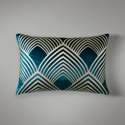 Dunelm Geo Foil Peacock Cushion -Decorative Discount Store 30753883 alt01