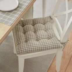 Dunelm Gingham Check 9 Stitch Sage Seat Pad -Decorative Discount Store 30755196 alt02