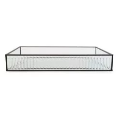 Dunelm Ribbed Glass Tray Black 39cm -Decorative Discount Store 30755576 alt04