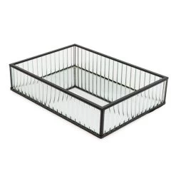 Dunelm Ribbed Glass Tray Black 26cm -Decorative Discount Store 30755577 alt02