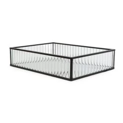 Dunelm Ribbed Glass Tray Black 26cm -Decorative Discount Store 30755577 alt03