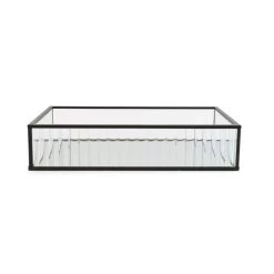 Dunelm Ribbed Glass Tray Black 26cm -Decorative Discount Store 30755577 alt04