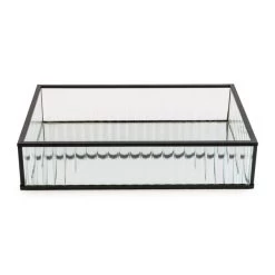 Dunelm Ribbed Glass Tray Black 26cm -Decorative Discount Store 30755577 alt05
