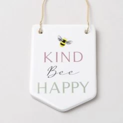 Dunelm Bee Happy Kind Ceramic Plaque -Decorative Discount Store 30757010 alt02