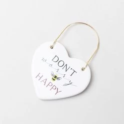 Dunelm Dont Worry Bee Happy Ceramic Plaque -Decorative Discount Store 30757031 alt01