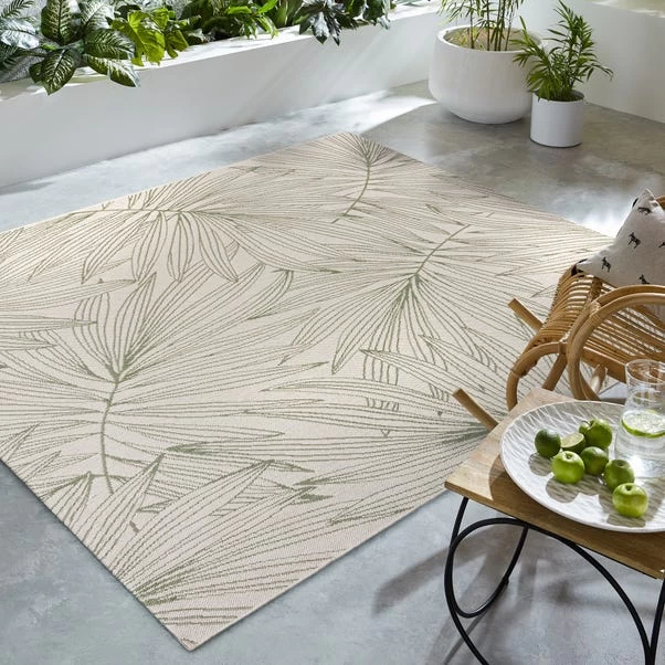 Dunelm Tropical Leaves Indoor Outdoor Square Rug 1 Dunelm Tropical Leaves Indoor Outdoor Square Rug