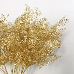 Dunelm Pack Of 12 Artificial Gold Maidenhair Fern -Decorative Discount Store 30764962 alt01