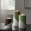 Dunelm Set Of 3 Green Ceramic Tealight Holder