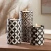 Dunelm Set Of 3 Black And White Tealight Holder