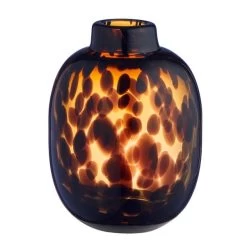 Dunelm Luxe Travel Tortoiseshell Glass Vase 17cm -Decorative Discount Store 30766151 alt02