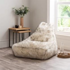 Dunelm Faux Fur Husky Natural Beanbag Chair