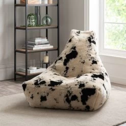 Dunelm Faux Cow Hide Brown Beanbag Chair