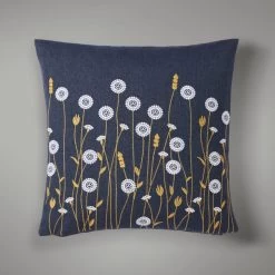 Dunelm Scandi Floral Cushion Navy