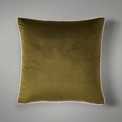Dunelm Reversible Velour Cushion Blush Olive