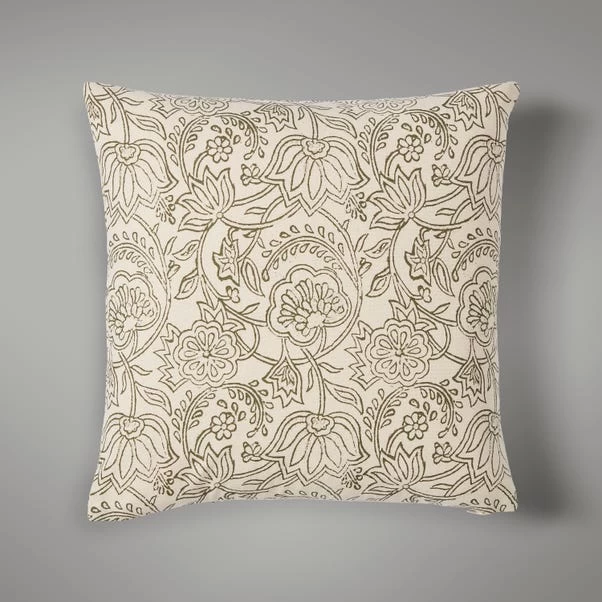 Dunelm Luxe Traveller Floral Cushion Sage 1 Dunelm Luxe Traveller Floral Cushion Sage