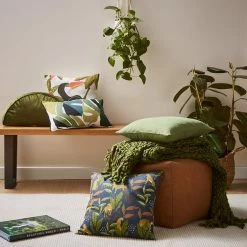 Dunelm Palm Print Cushion Green -Decorative Discount Store 30766471 alt09